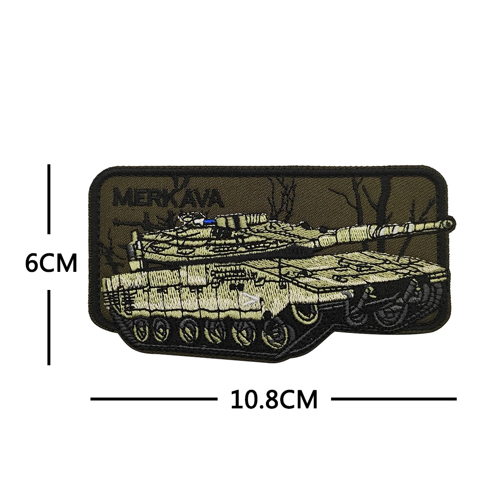 Tank Patch Hero Cool Car Heavy Artillery Full Embroidered Fabric Hook&Loop Badge For Clothing Decorative Accessory