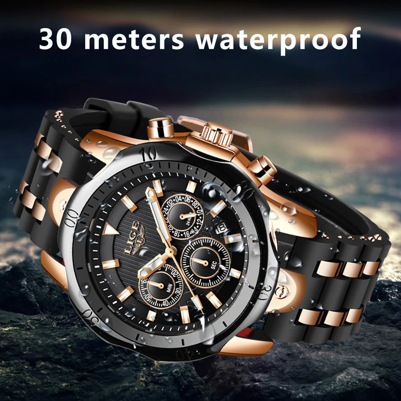 LIGE Fashion Watch for Men Sports Mens Watches Waterproof Quartz Date Clock Military WristWatch Watch Men Relogio Masculino+Box