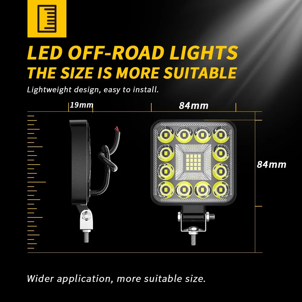 New Car LED Working Light 3-Inch Mini Square Floodlight 28LED Engineering Auxiliary Light Off-Road Lights