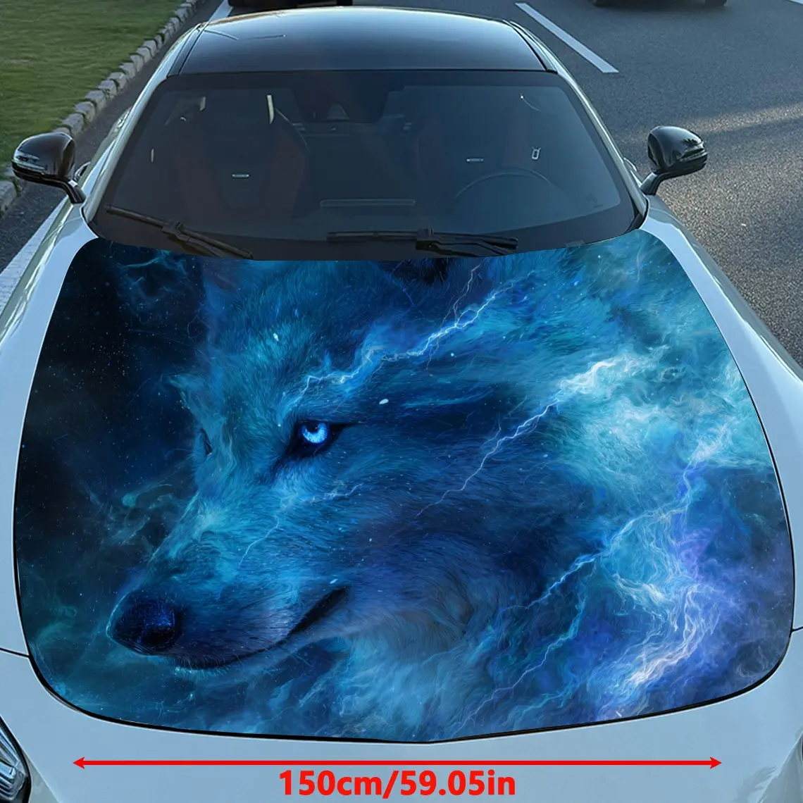 Cool Lightning Wolf PVC Car Hood Stickers/Waterproof Vinyl Wrap/Trendy Design/Durable For Cars, Trucks, SUVs/Unique Gift For Car