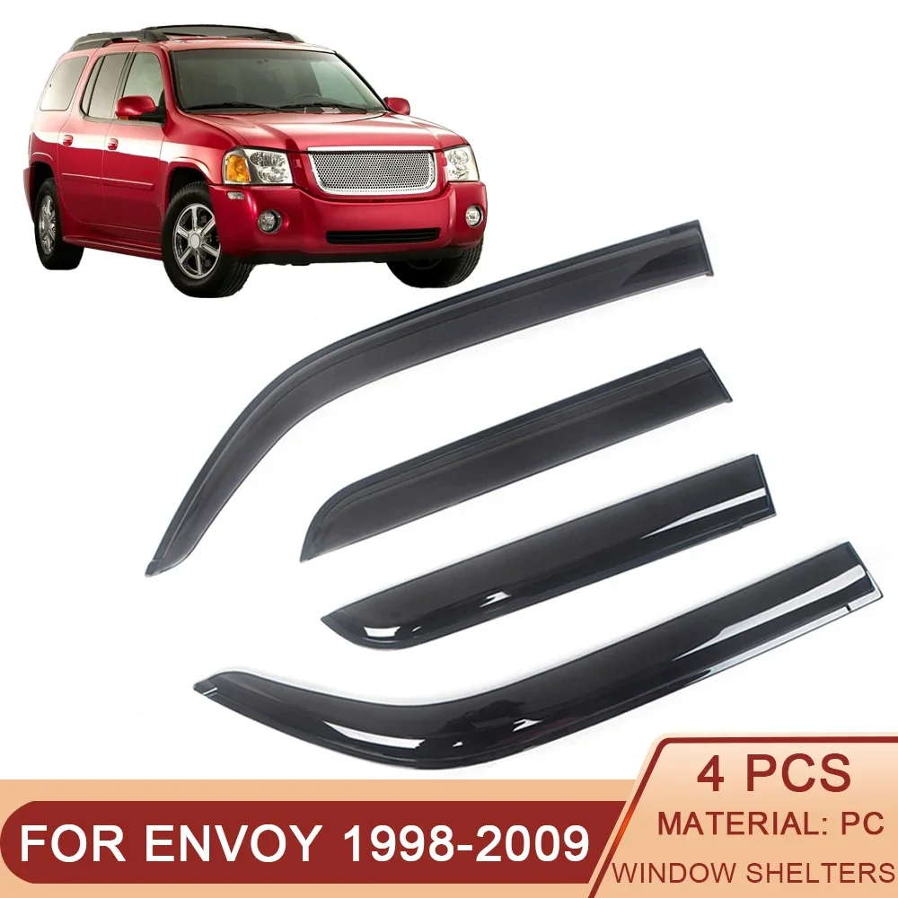 

For GMC Envoy 1998-2009 Auto Side Window Wind Deflectors Visors Black Rain Guard Door Visor Vent Shades Dark Smoke Ventvisor