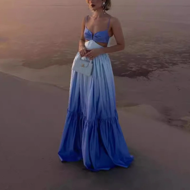 

Luxury Design Summer Women's Dress Sexy V-neck Party Gown Backless Sleeveless Holiday Beach Slim Dress Maxi Dresses for Women