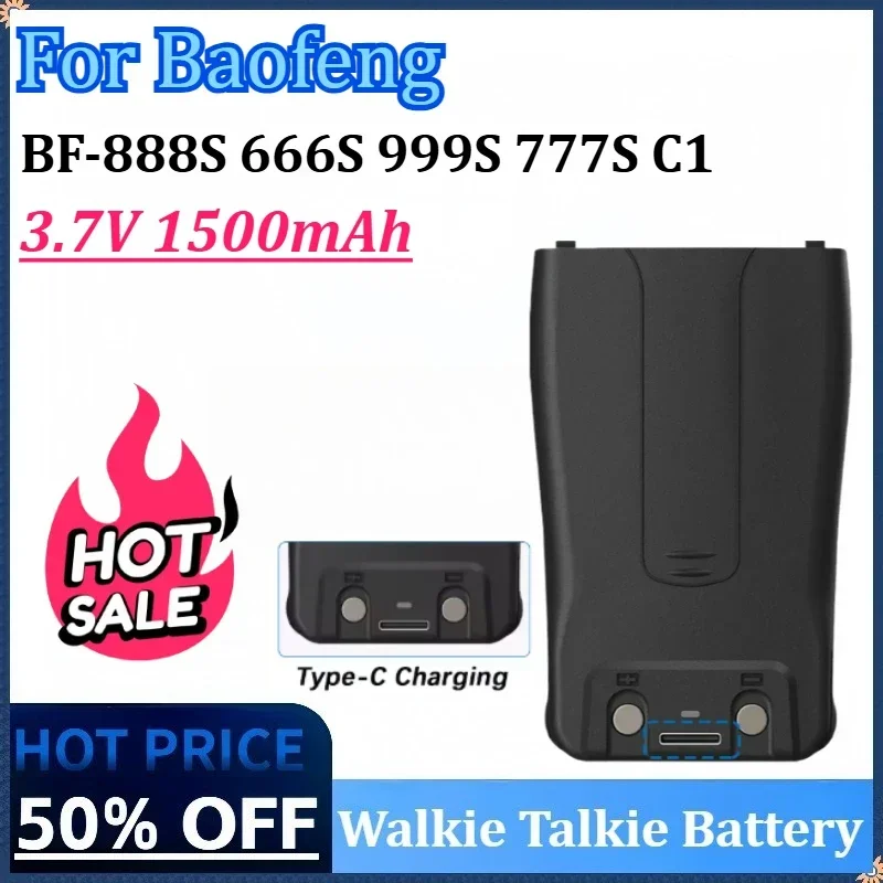 

3.7V 1500mAh Walkie Talkie Battery for Baofeng BF-888S Type-C USB Charger BL-1 for BF-666S BF-C1 H-777 BF-777S RT21 F26