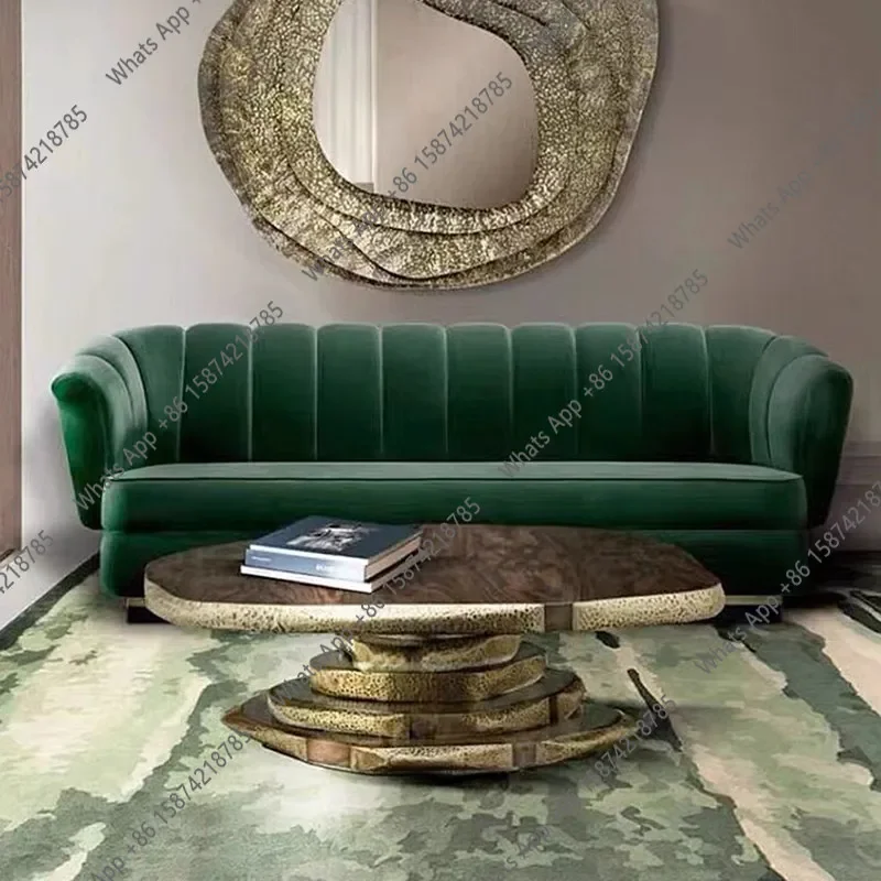 ZL Irregular coffee table high-end solid wood light luxury household living room rounded corners new art high-end coffee table