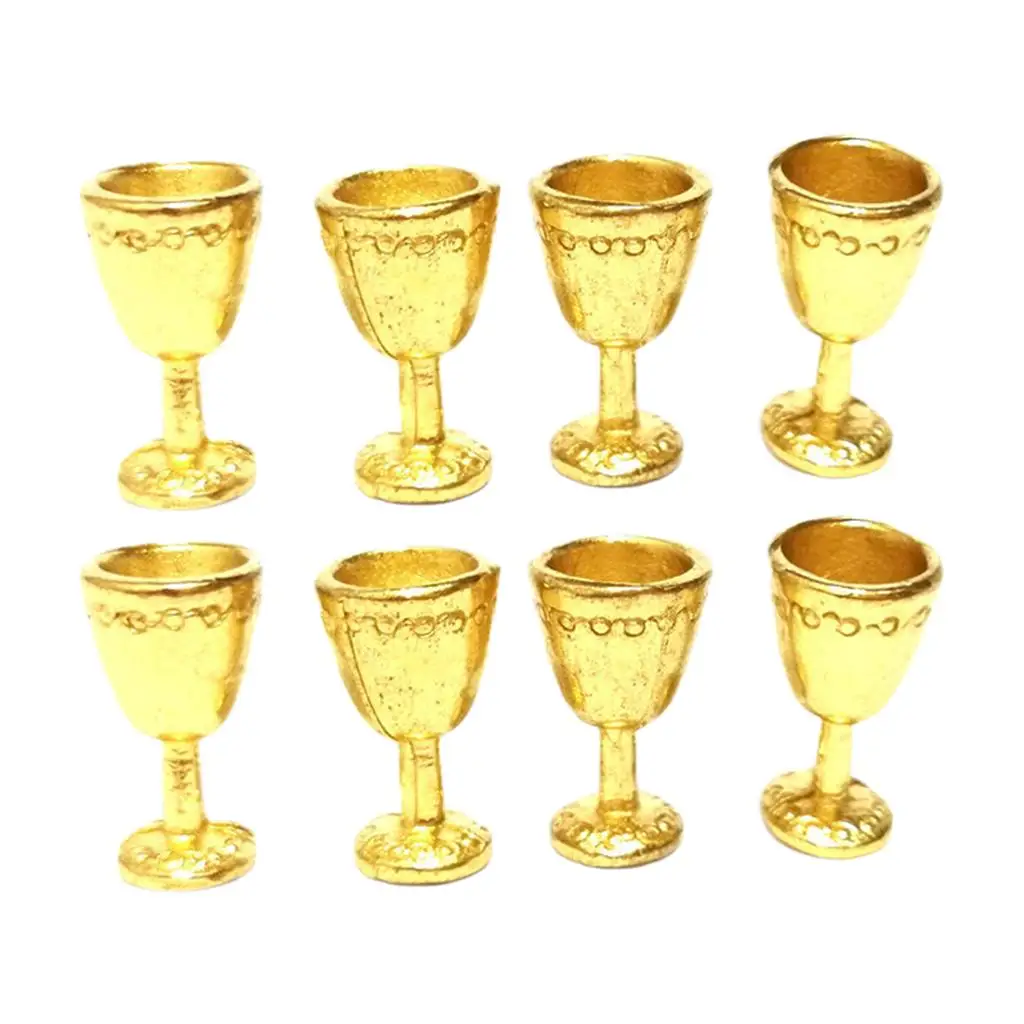 8 Pieces 1/12 Dollhouse Champagne Cup Goblet Model Kits food Pub Decor