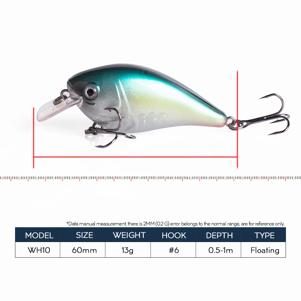 Hanlin Floating Surface Lures Bass Crankbait Fishing Lure Fish Bait for Pike 60mm 13g Vivid Game Wobbler Freshwater Tackle