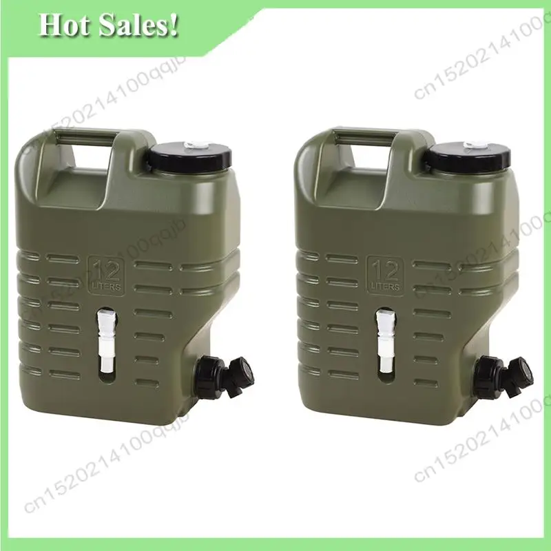 -FDDT 2X Camping Water Container With Spigot, Water Bucket Portable Water Tank For Hiking Picnic BBQ, Emergency Water Jug 12L
