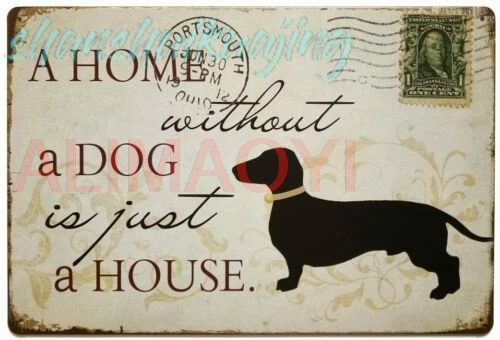 RETRO METAL WALL SIGN TIN PLAQUE VINTAGE SHABBY CHIC FUNNY HOME DOG PUPPY HOUSE sign