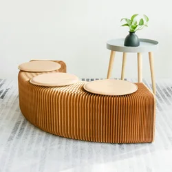 Modern Design Accordion Folding Paper Stool Sofa Chair Home Kraft Paper Bench