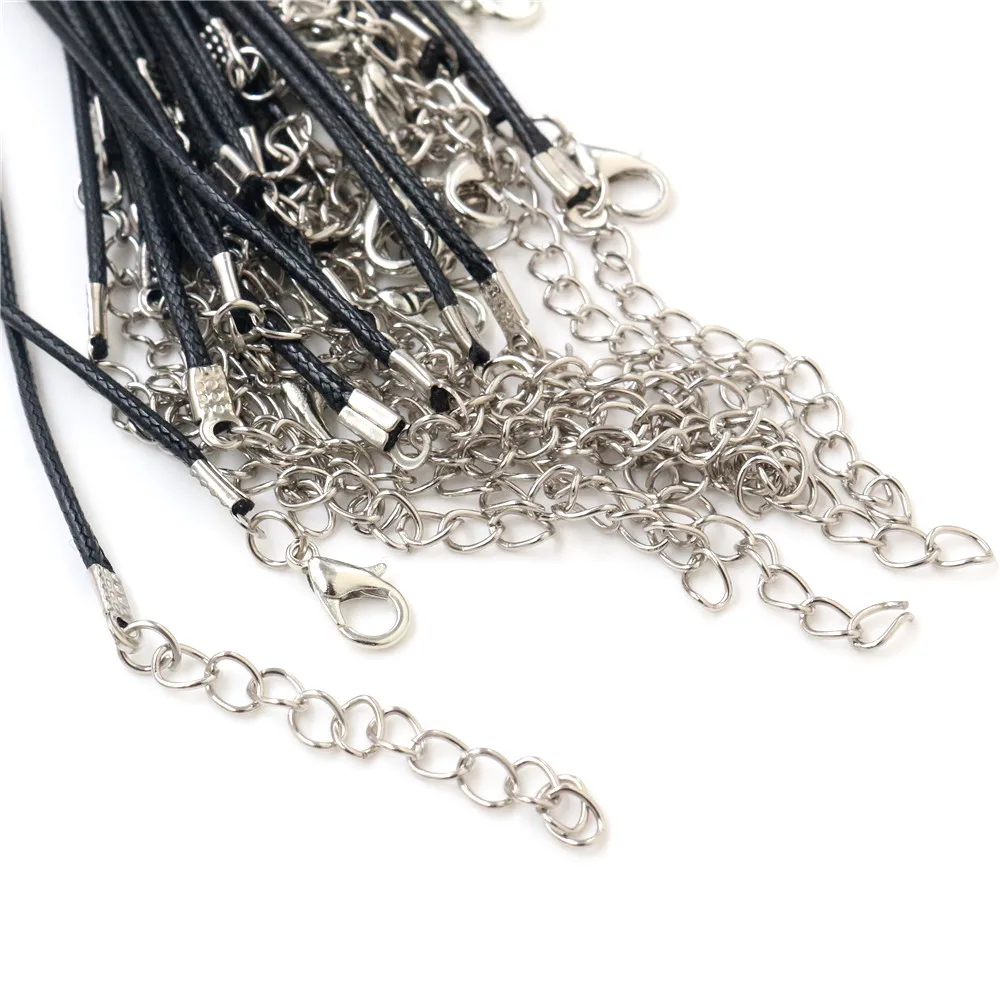 20Pcs Handmade Leather Adjustable Braided Rope Necklaces & Pendant Charms Findings Lobster Clasp String Cord