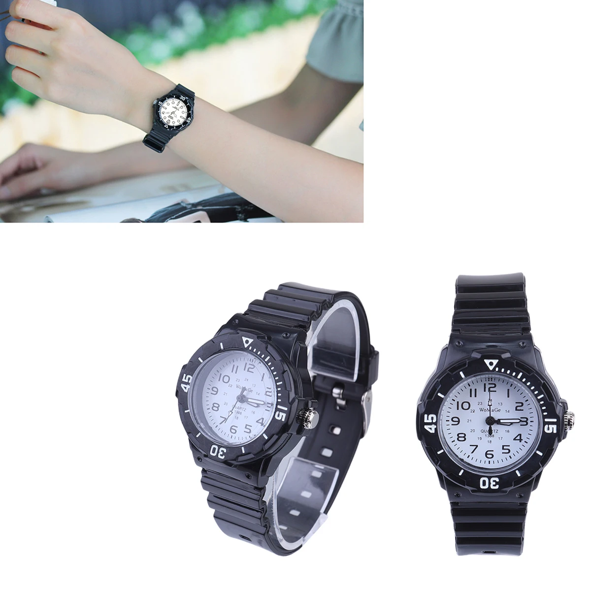 Relógio de quartzo de silicone para relógio de pulso esportivo menino crianças homens mulheres