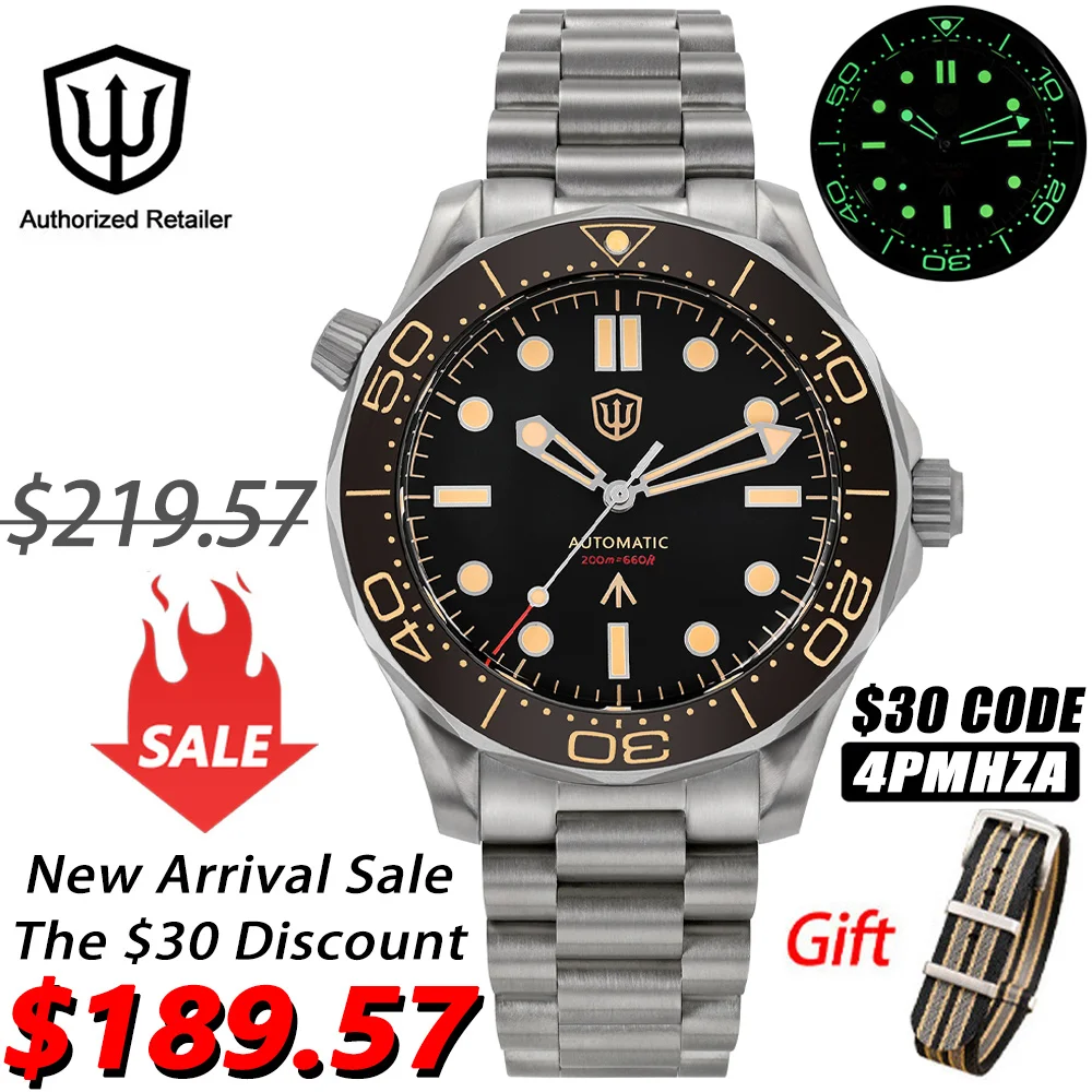 Watchdives WD007 Automatic Diver Watch NH35 Movement C3 Super Luminous Domed Sapphire Crystal Watches 007 NTTD Style Wristwatch