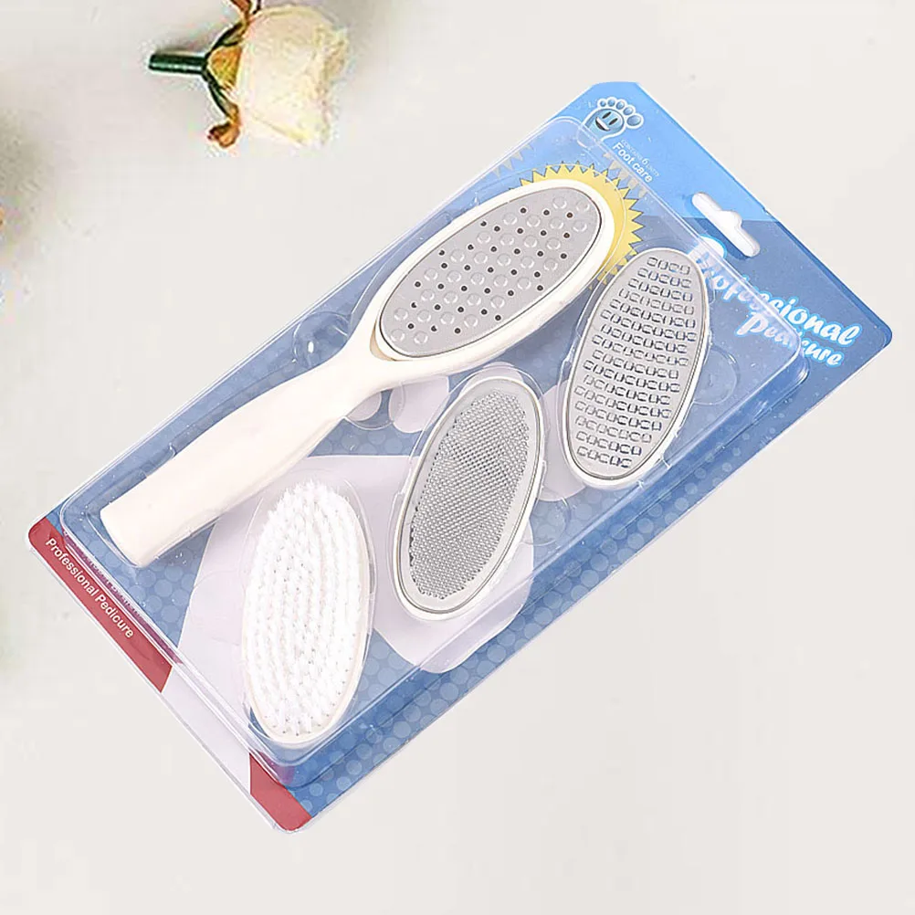 

4pcs Professional Pedicure Tool Premium File Brush Durable Callus Remover Smooth Skin Comfortable Handle Foot Care Tool For