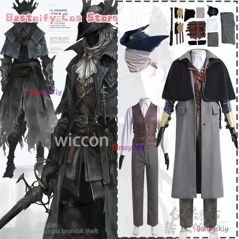 

ABC123CosplayGehrman Cosplay Anime Game Bloodborne Costume Trench Coat Hat Gothic Uniform Suit For Man Halloween Chris3'd,5;h.9/