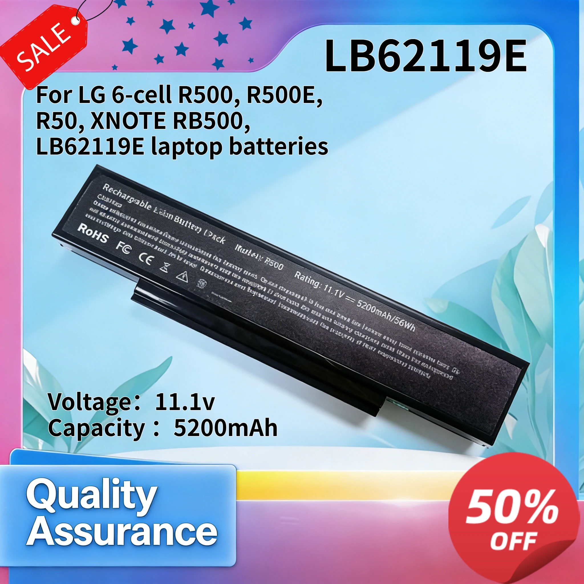 5200mAh 11.1V High quality For LG 6-cell R500, R500E, R50, XNOTE RB500, LB62119E laptop batteries
