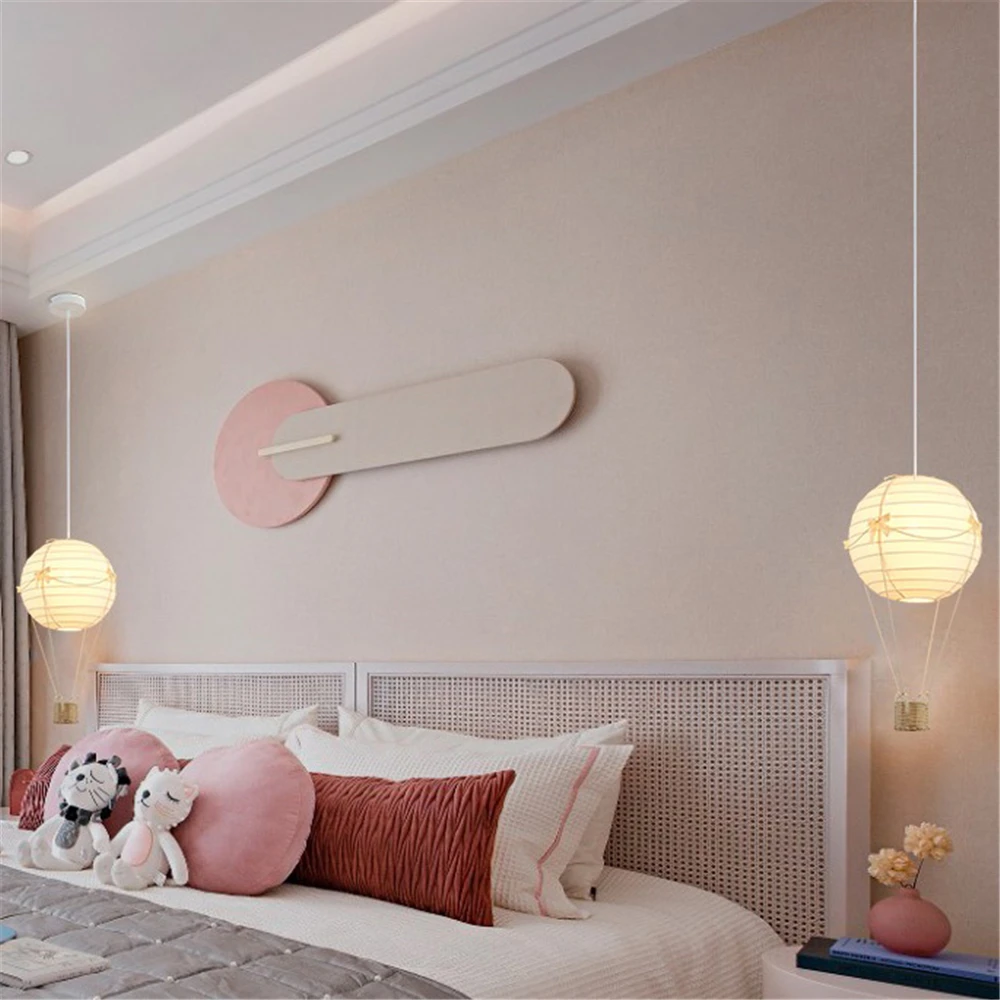 Children Hot Air Balloon Fabric Art Led Pendant Lights Dining Room Table Bedroom Baby Home Decoration