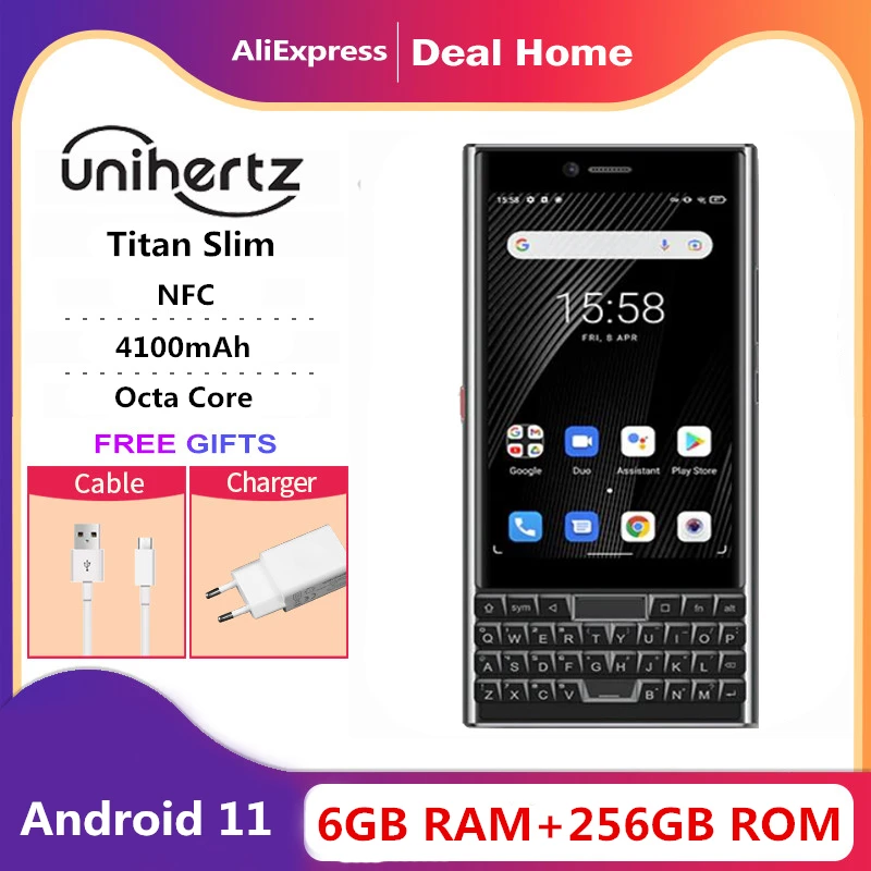 Unihertz Titan Slim Smartphone 6GB 256GB Qwerry Keyboard Touch Screen Portable Cellphone 8MP 48MP NFC 4100mAh Mobile Phone