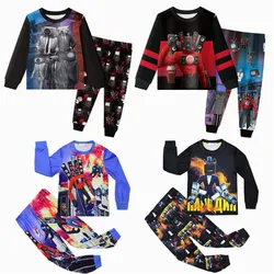 Skibidi-Pyjama T-Toilet pour Enfants, Vêtements de Nuit pour Garçons et Bol, Haut et Pantalon, Tenues de dehors, TV, Audio, Homme, Jeu, Ensemble de 2 Pièces