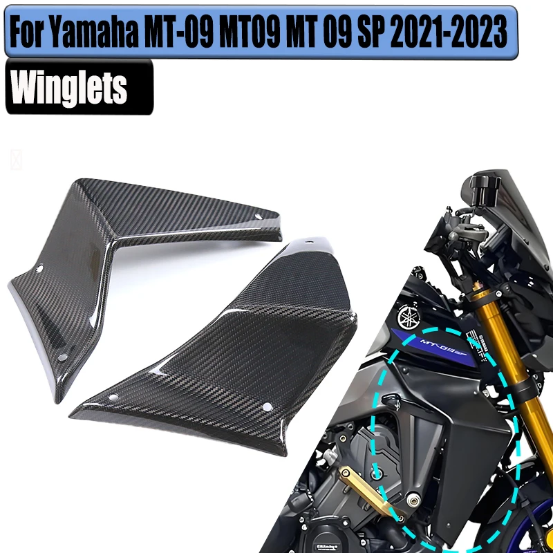 

For Yamaha MT-09 MT09 MT 09 SP 2021 2022 2023Pure Carbon Fiber Motorcycle Side Spoilers Fixed Winglet Air Deflectors Fairing Kit