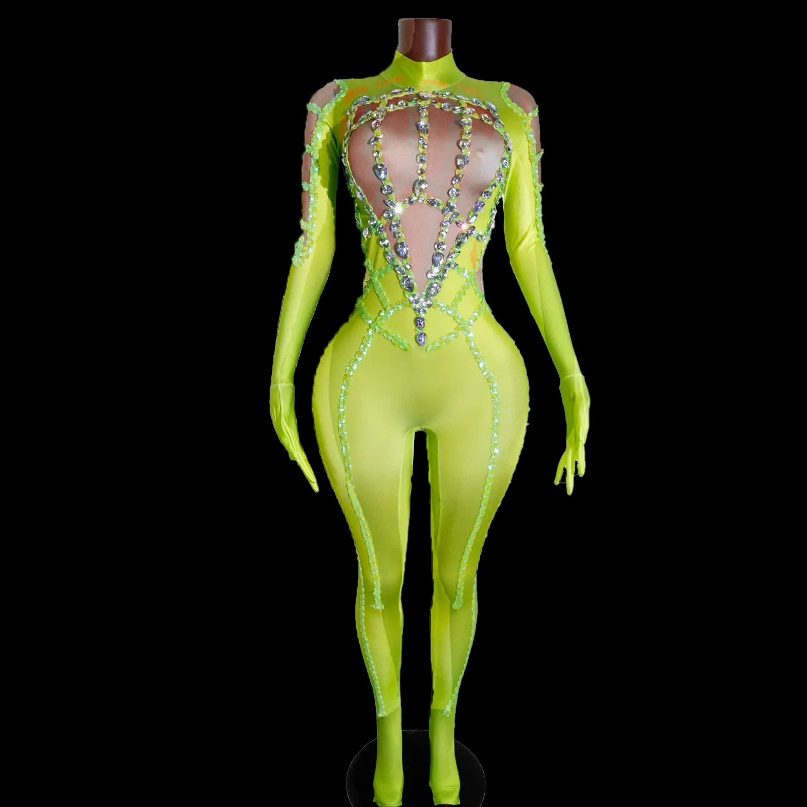 

Luxury Fashion Shinny Crystal white Jumpsuit women Sexy Celebrity Party birthday performance pole dance clothing drag queen Wear