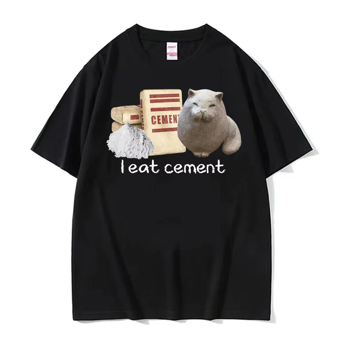 I Eat Cement Cursed Cat Meme Funny Ironic Graphic T Shirts Women Clothing Casual Cotton T-shirt Fashion Harajuku Street T-shirts