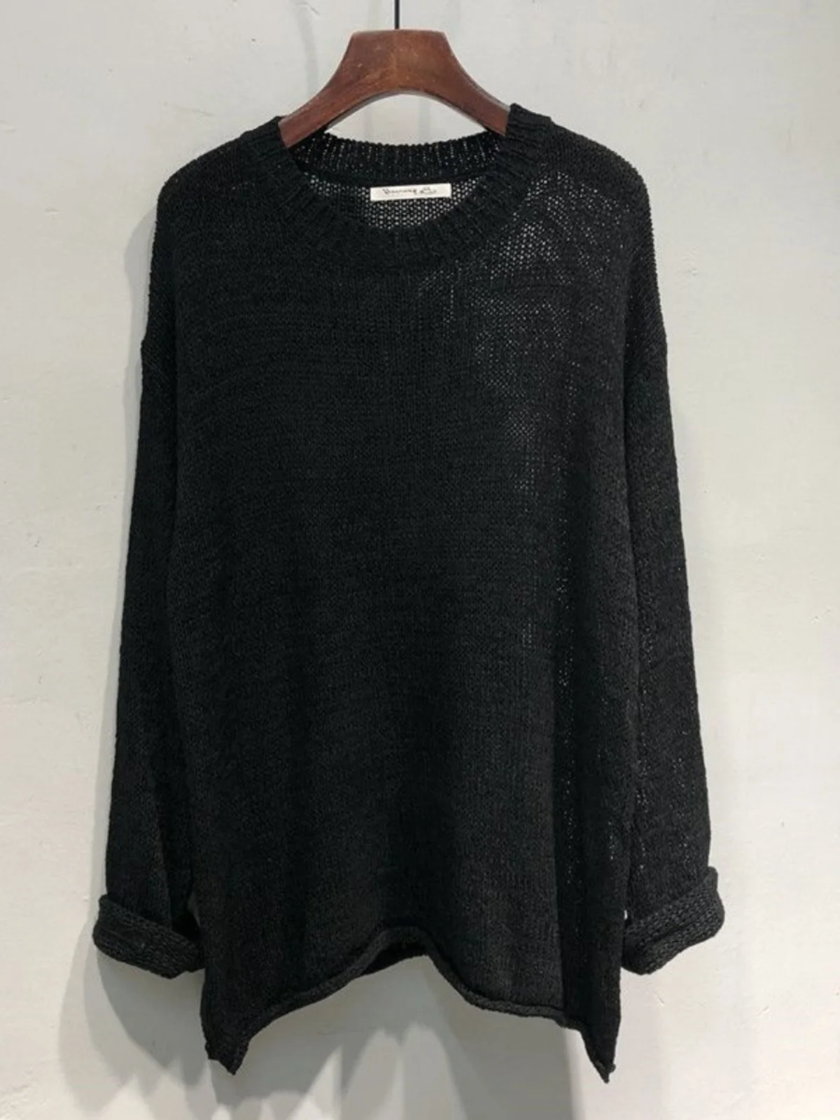 

Большой размер Lazy Sle Винтажный женский вязаный свитер с вырезом на базе irt Весна Осень Толстый мм Супер размер Корейская версия Lon...