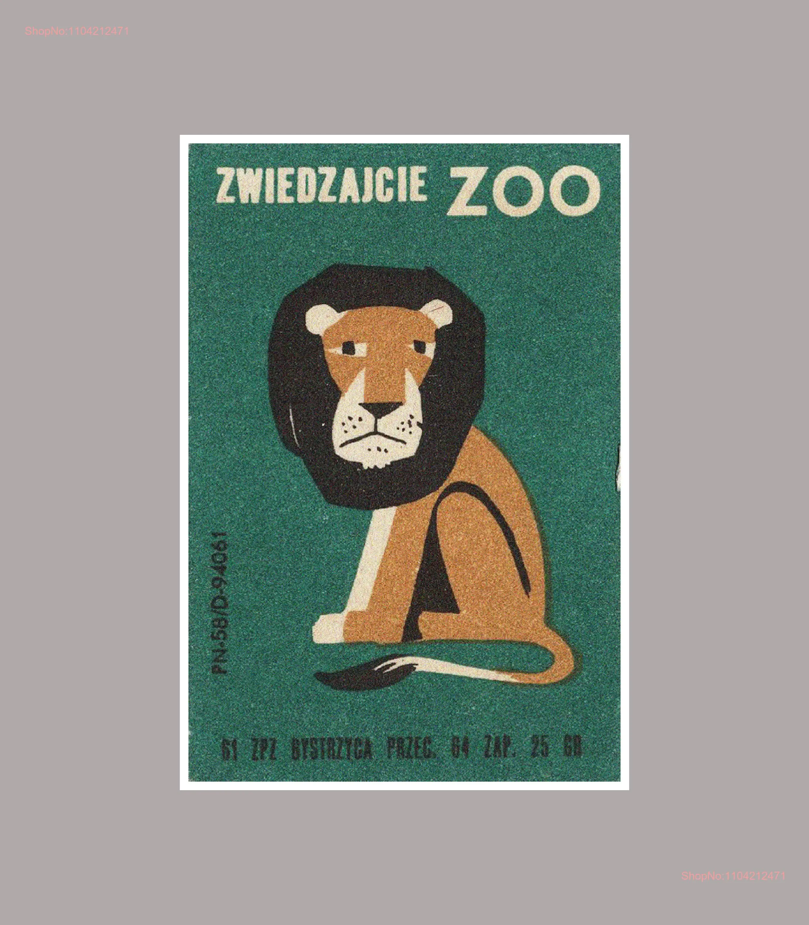 Polish Visit the Zoo Sad Lion T Shirt Warsaw Vintage Design Soviet Union Propaganda 60s Modernism Cat Fun