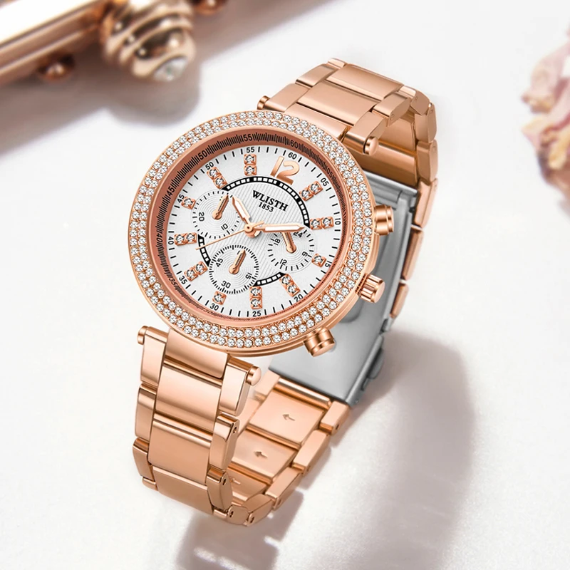 

Women's Watch Luxury Original Quartz Watch for Ladies Stainless Steel Wristwatch Business Watches Luminous Rhinestone Dial reloj