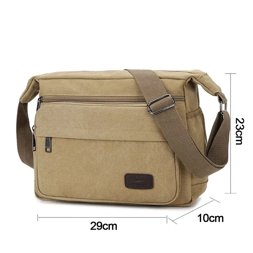 Creative Men Messenger Shoulder Bag Multi Pockets Canvas Crossbody Bag Large Capacity Travel Bag Satchel Casual Purses Male Bag