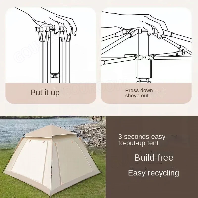 5-8 Person Outdoor Automatic Quick Open Tent Rainfly Waterproof Camping Tent Family Outdoor Instant Setup Tent with Carring Bag