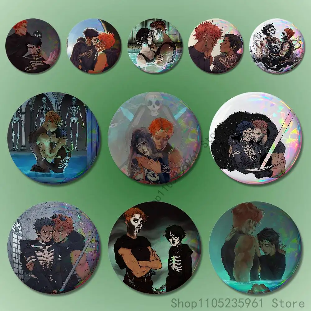 

L-Locked T-Tomb Gideon Harrow Custom Badges 75mm 44mm 25mm Brooch Backpack Hat Pins Accessories Toys Valentine gift