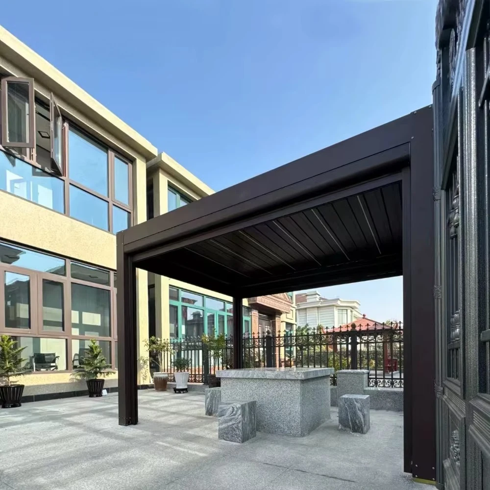 Automatic Aluminum Louvered Pergola with Bioclimatic Awnings for OutdoorGazebo Shading Patio Roof UV Resistant WaterproofDurable