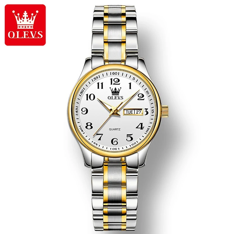 

OLEVS 5567 Quartz Casual Watch Gift Alloy Watchband Round-dial Week Display Calendar Luminous