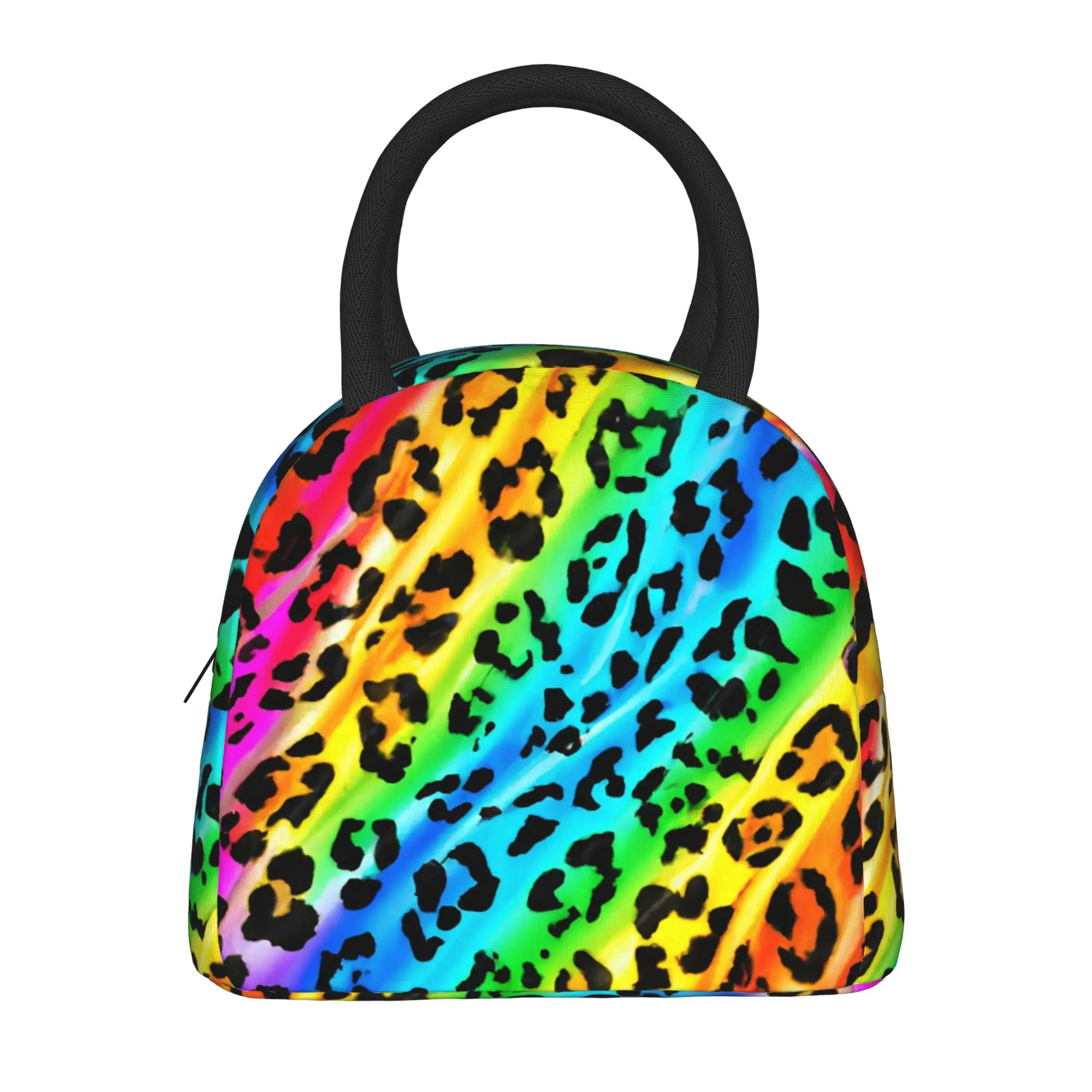 Rainbow Leopard Lunch Bag  Convenient Lunch Box Child Travel Designer Cooler Bag Retro Waterproof Thermal Tote Handbags