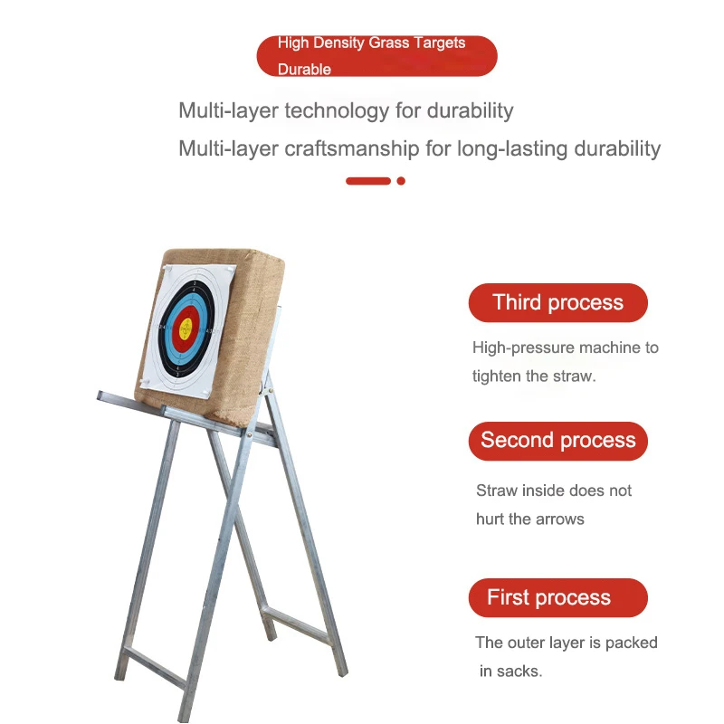 Archery Target Grass Square Target For Backyard - 20inch Bow Archery and Arrows Block Straw Target For Compound Recurve Bow Shoo