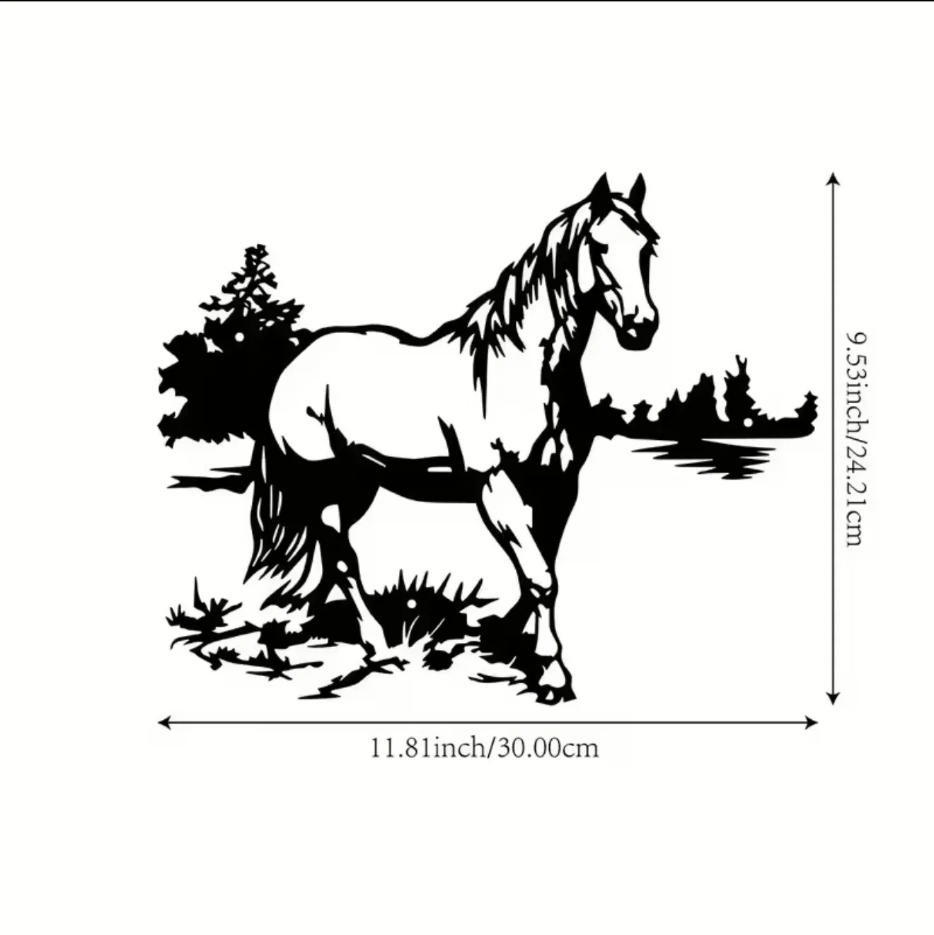 Hand-Forged Iron Horse Wall Art Galloping Stallion Silhouette Rust-Resistant Equestrian Decor for Stable Walls