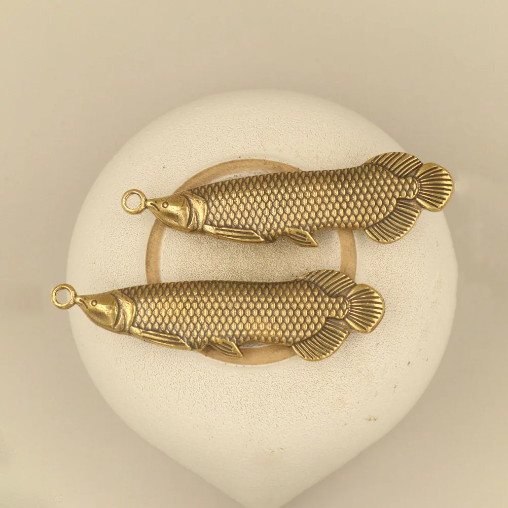 Pendant Keychain Chic Keyring DIY Pendants Brass Animal Vivid Design Fortune Fish Multi-function Practical Vintage