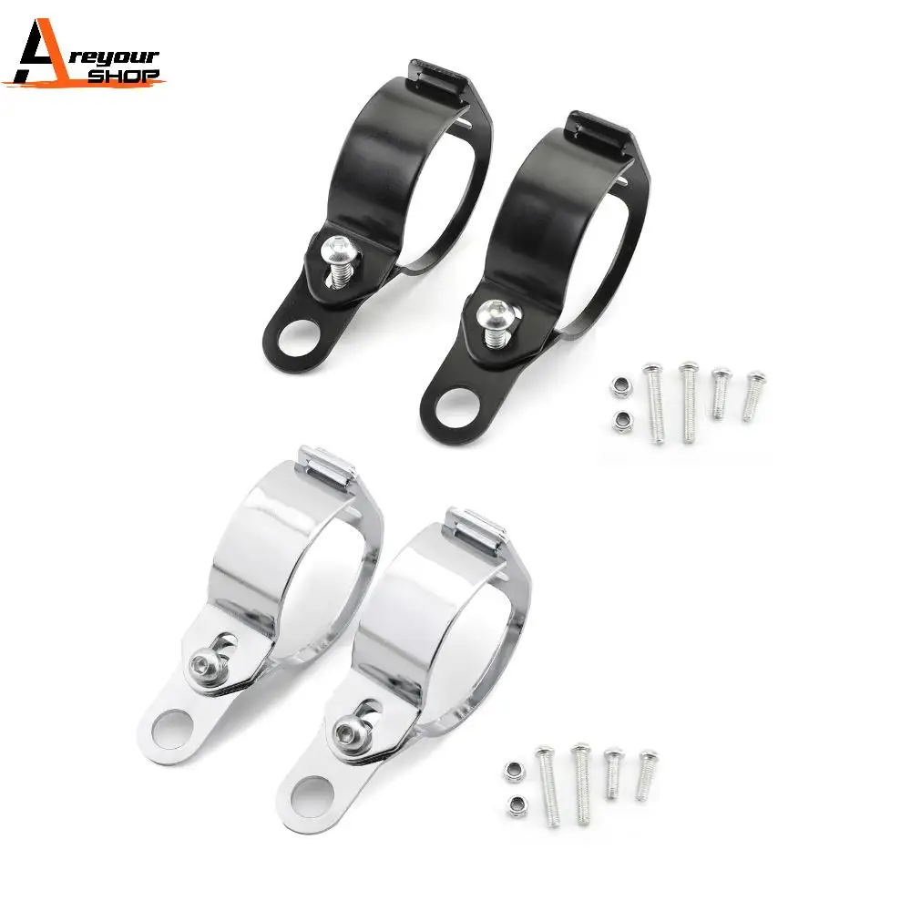 Areyourshop Motorcycle 2pcs Front Turn Signal Light Bracket Holder Fork Bar Mount Clamp Holder 41-51mm Motorcycle Accessories