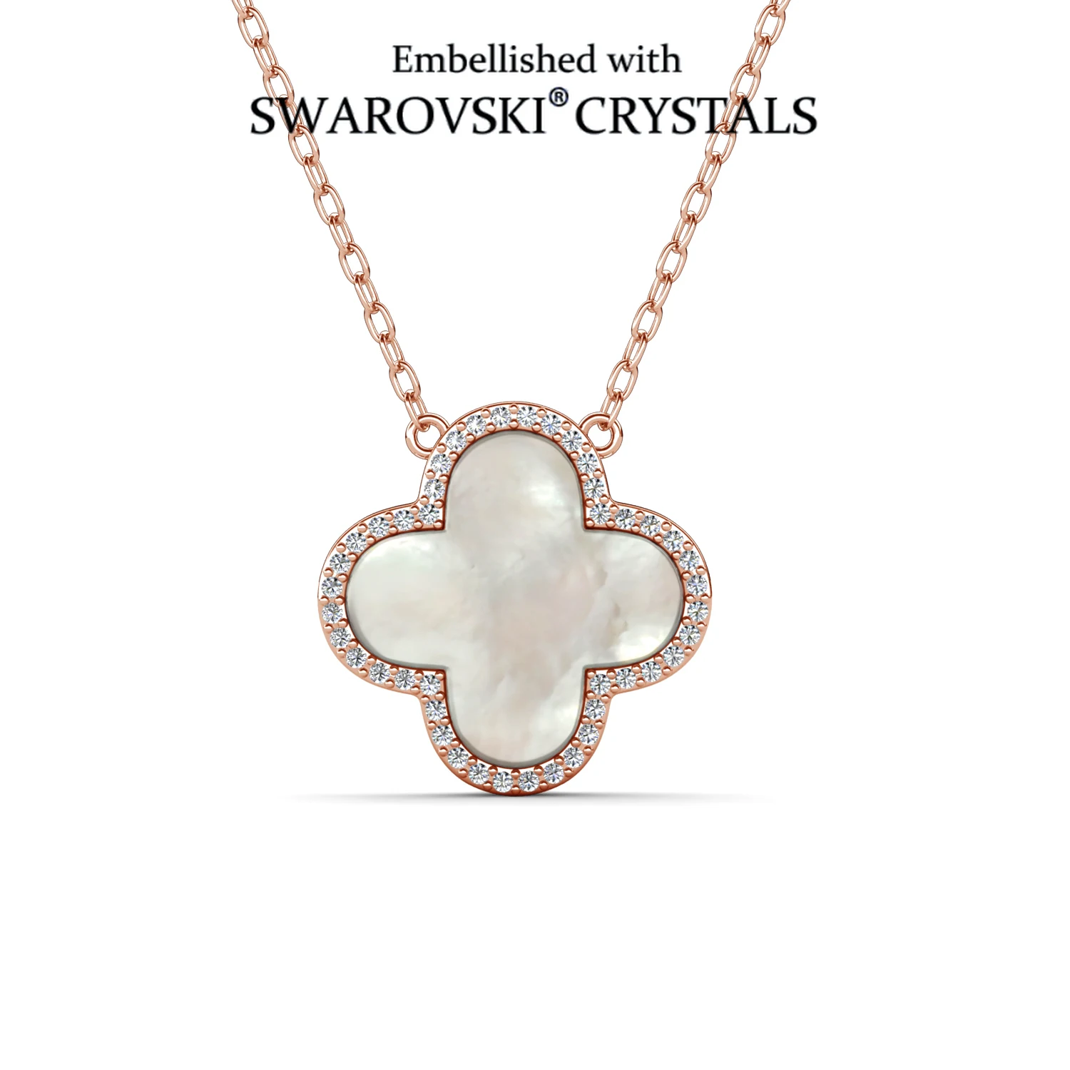 

Изящное колье с подвеской в виде 4 листочков, украшенной кристаллами Swarovski, элегантное, с покрытием из 18-каратного золота, в подарок