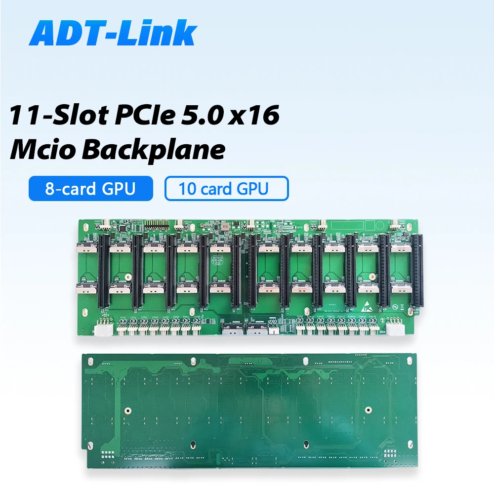 MCIO To PCIe 5.0 X16 8-card / 10 Card GPU Motherboard  PCIe Direct Expansion Edition 32GT/s 22*  MCIO X8 8-Pin Power Connector