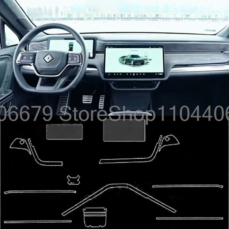 For Rivian R1S 2022 2023 2024 2025 Car Screen Anti-Scratch Gearbox Panel Film Interior Protective TPU Anti-Scratch Accessories