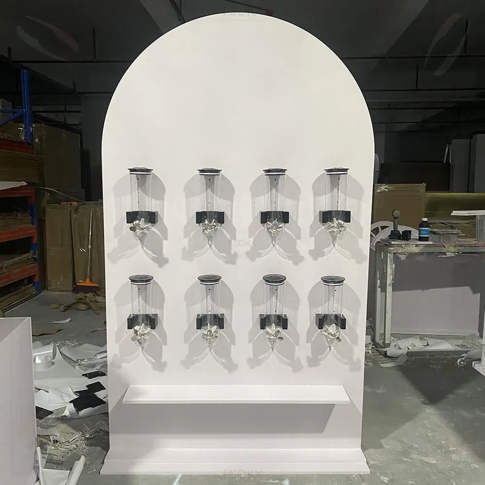 

FSDKX Custom Party Supplies Wedding Display Champagne Wall Backdrop Glass Holder White Pvc Acrylic Champagne Wall