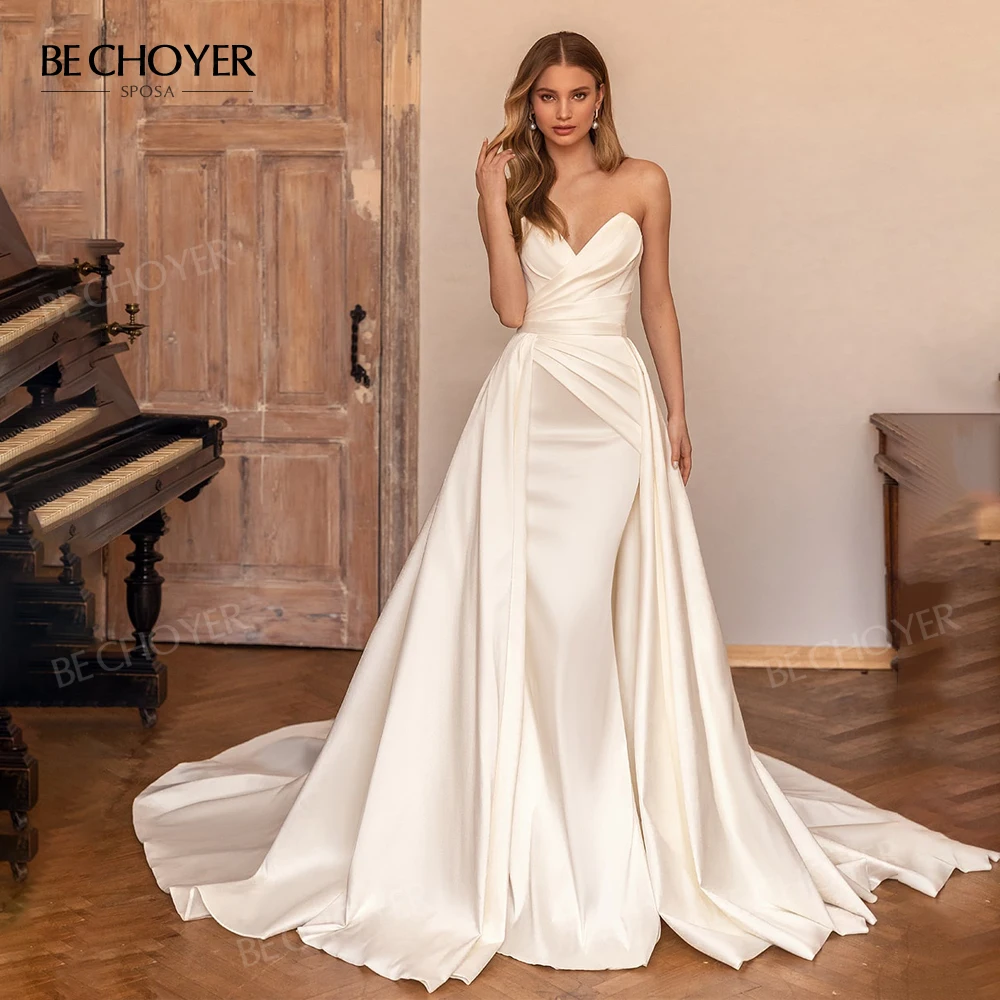 BECHOYER 2 In 1 Detachable Train Wedding Dress 2026 Satin Sleeveless Simple Mermaid Princess Bride Gowns EL164 Vestido de Noiva - AliExpress 320 BECHOYER 2 In 1 Detachable Train Wedding Dress 2026 Satin Sleeveless Simple Mermaid Princess Bride Gowns EL164 Vestido de Noiva - AliExpress 320