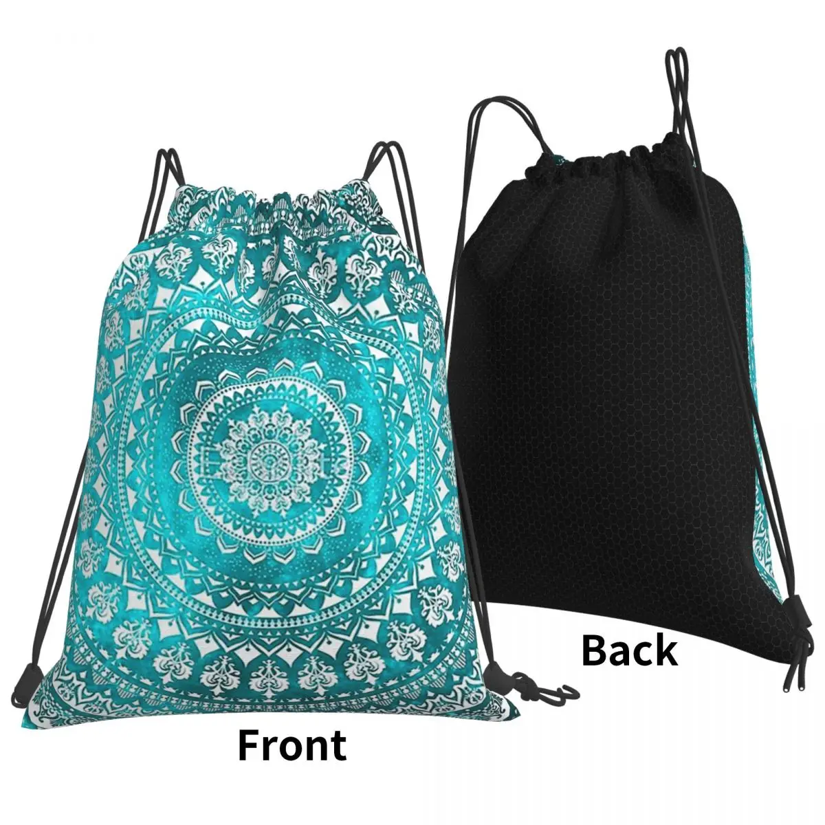 Mandala Turquoise Backpacks Portable Drawstring Bundle Pocket Sundries Bag Book Bags for Man Woman Students