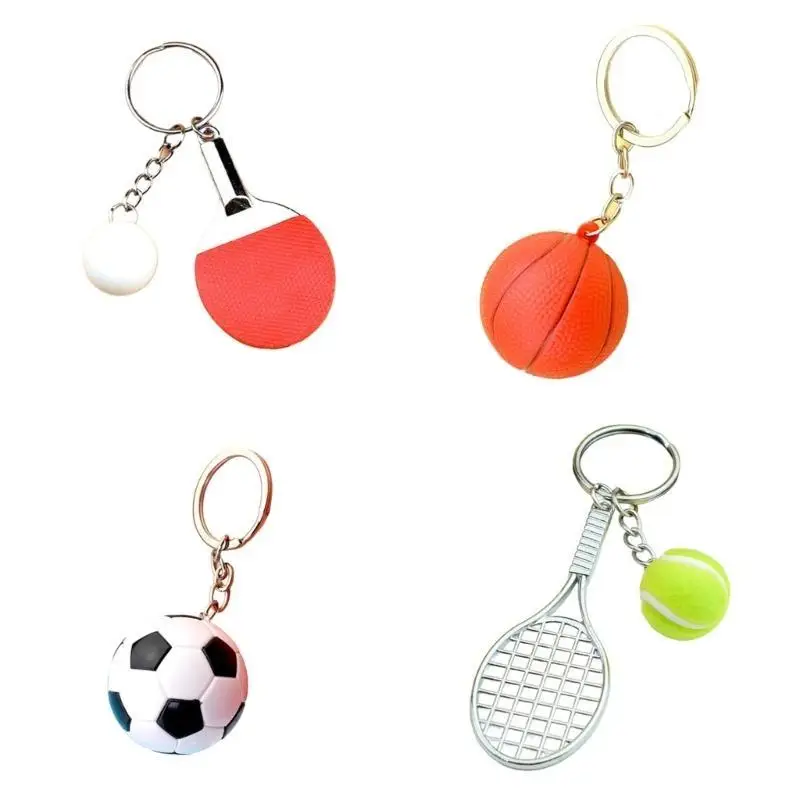 31BB Sturdy Alloy Miniature Racket Keychain Decoration For Active Lifestyles