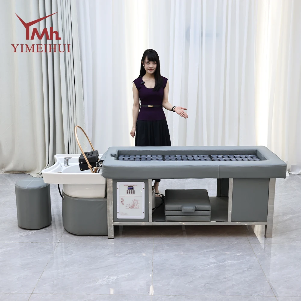 

Customized Wash Hair Head Spa Beds Moxibustion Shampoo Bed Electric Hair Salon Spa Head Bed With Steamer