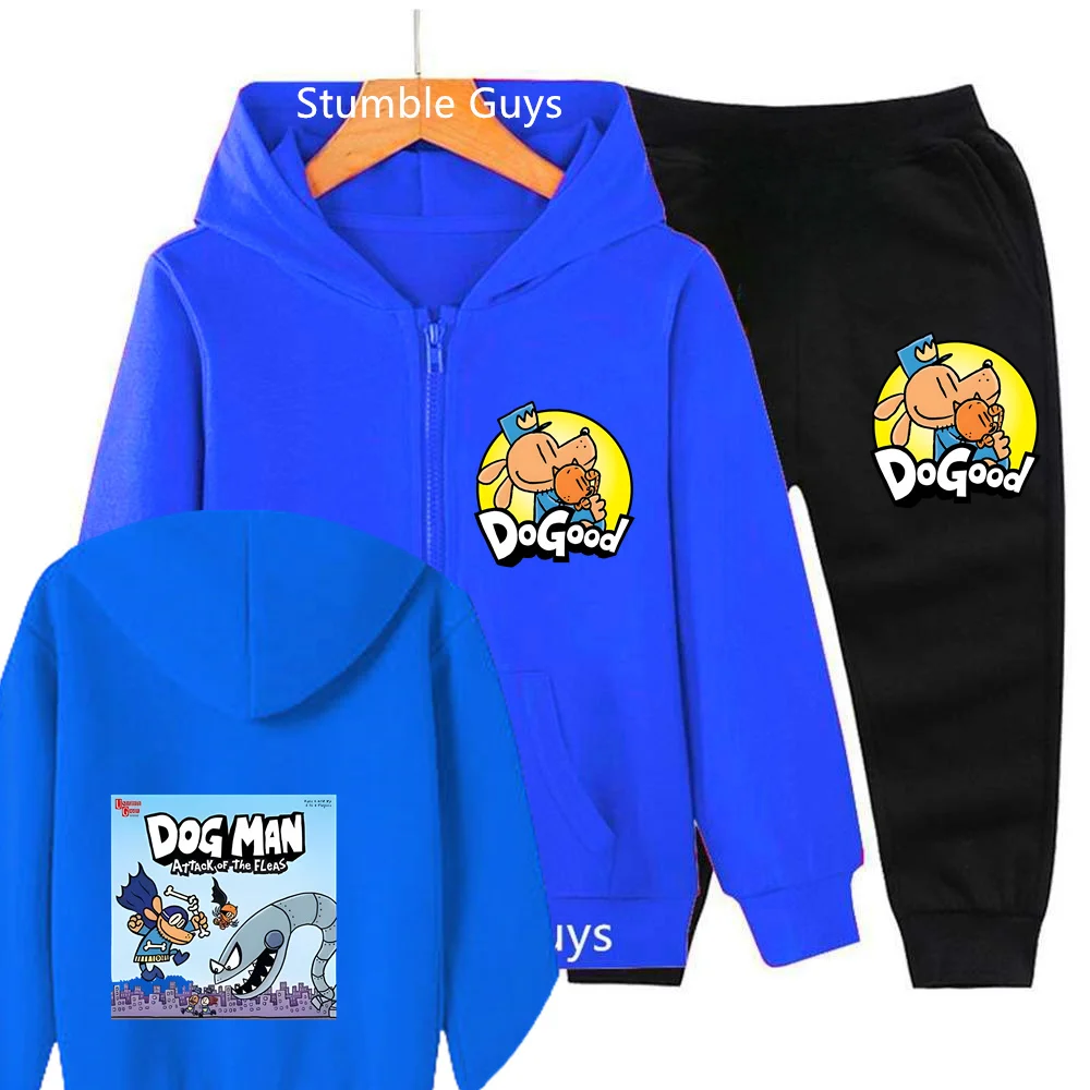 New Baby Boys Clothes Dog Man Zipper Hoodie Sets Kids Spring Autumn Girls Casual Hoodies+pants 2pcs Set for Children Boys Suit