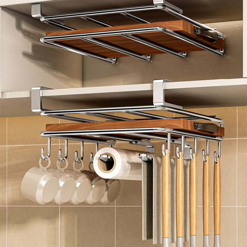 Stainless Steel Kitchen Racks Hanging Cabinet Paper Towel St Cutting Board Pot Covers Storage Under Cupboard Rack with