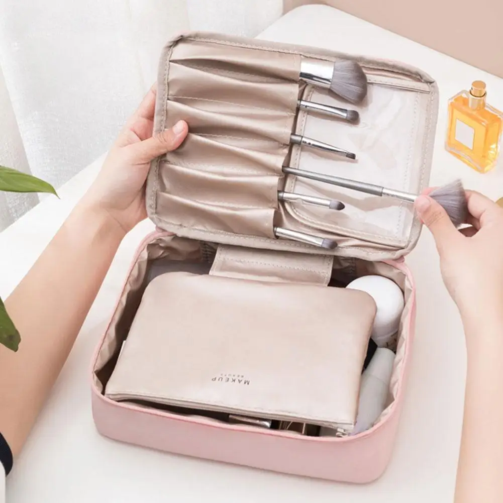 Tas penyimpanan kosmetik portabel, tas perlengkapan mandi kapasitas tinggi, tas penyimpanan riasan wanita anti air