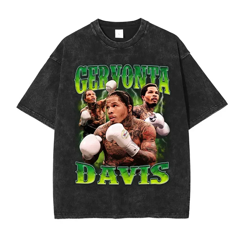 Tank Gervonta Davis T-Shirts Vintage Washed Ali Jr T Shirt Oversized Short Sleeve Boxing Champion Tshirt Tops Tees Men Cotton